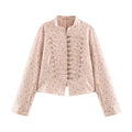 Ladies short jacket with Mandarin collar and decorative toggle fastenings Fashion Glam