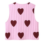 Women quilted vest with heart appliqués and ties Fashion Glam