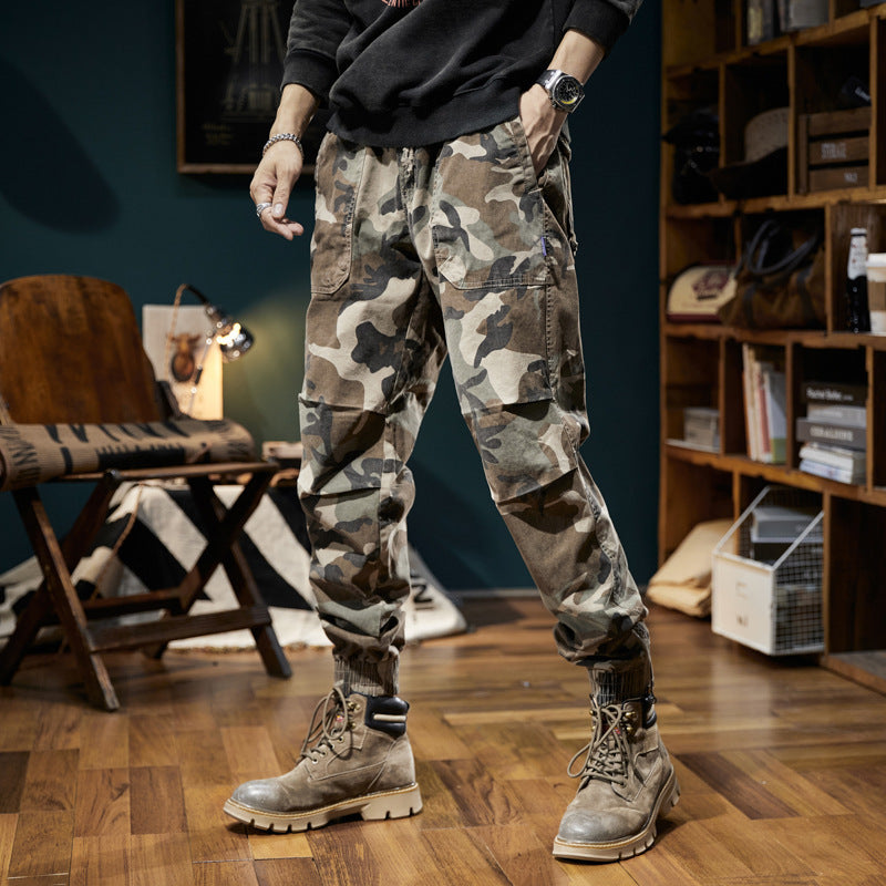 Men's Camouflage Cargo Jogger with Elastic Waistband, Utility Pockets, and Drawstring Fashion Glam