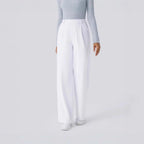 Ladies Elegant High-Waist Palazzo Pants with Front Pleats and Side Pockets Fashion Glam
