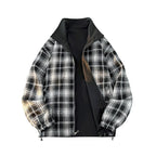 Unisex Reversible Utility Jacket with checked lining, stand-up collar and elastic cuffs Fashion Glam