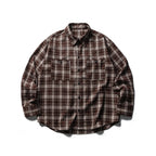 Men's Boxy Flannel Overshirt with Check Pattern, Full Button Placket and Curved Hem Fashion Glam