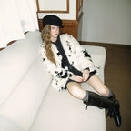 Women's Boxy Short Coat made of Dotted Faux Fur with Two-Button Closure Fashion Glam