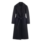 Women's wrap coat made of wool blend with belt at the waist and large patch pockets Fashion Glam