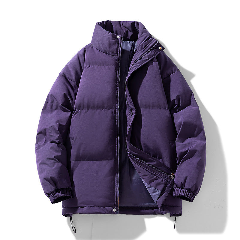 Women's Lightweight Down-Look Puffer Jacket with High Collar, Drawstring Hem, and Elastic Cuffs Fashion Glam