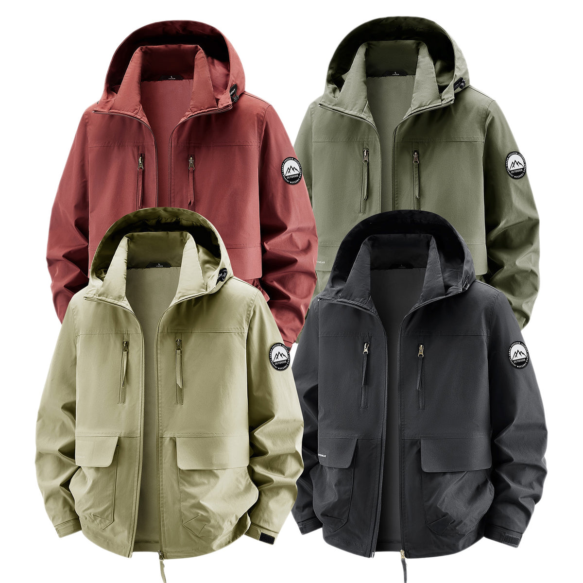 Men's Technical Hooded Field Jacket with Water-Repellent Membrane and Multiple Pockets Fashion Glam