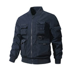 Men's Tactical Bomber Jacket in Field Look with Modular Outer Pockets and Elastic Hem Fashion Glam