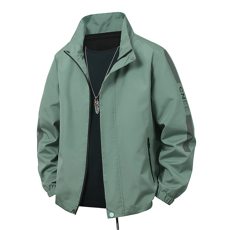 Men's minimalist technical leisure jacket with high collar, concealed zipper, and elastic cuffs Fashion Glam