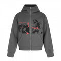 Unisex Oversize Hoodie Sweat Jacket with full zip, studded trim, and graphic front print Fashion Glam