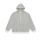 Unisex Oversize Hoodie with Half Zipper, Striped Pattern and Kangaroo Pocket Fashion Glam