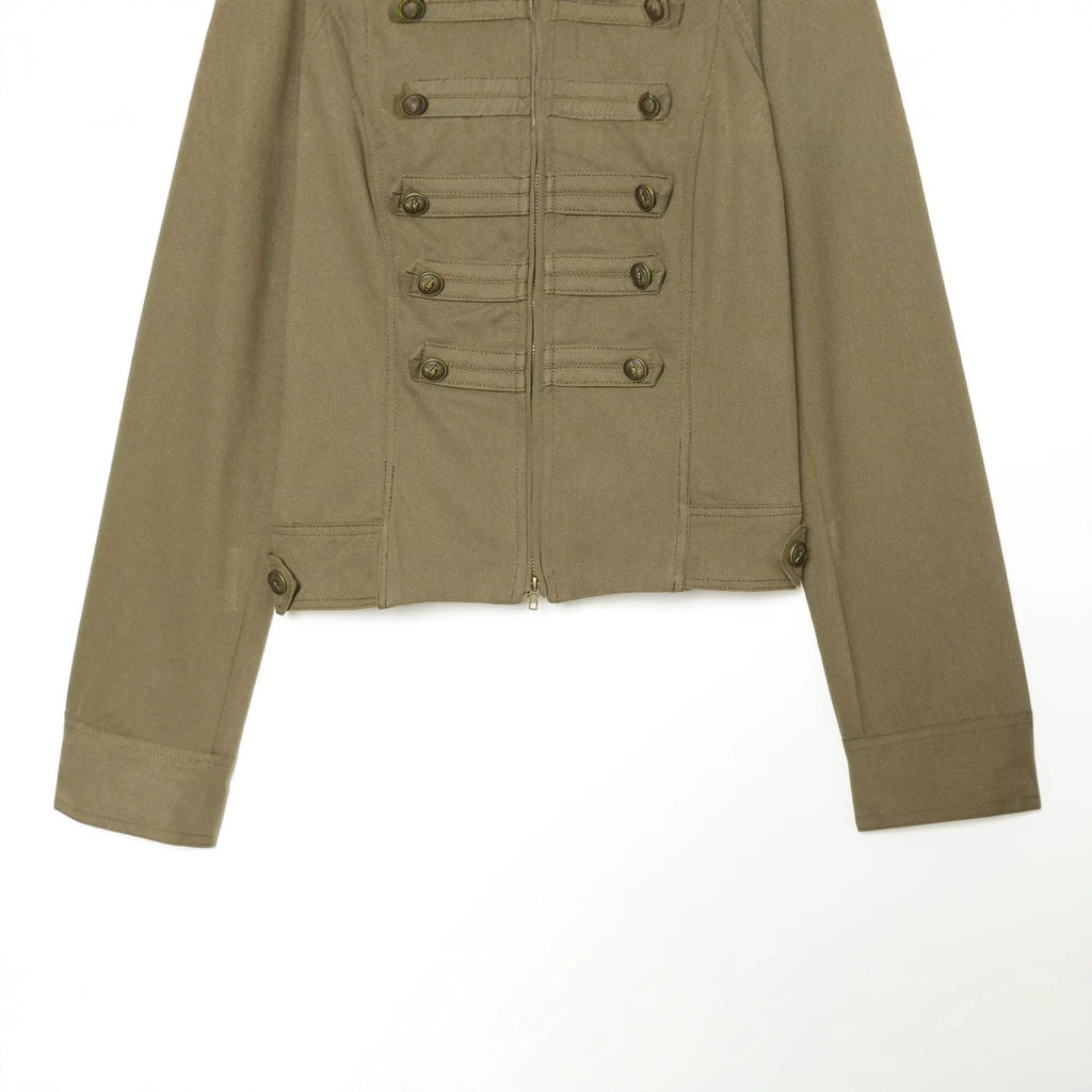 Ladies tailored field jacket in regimental style with stand-up collar and decorative stripes Fashion Glam