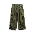Unisex Wide Utility Cargo Pants with Drawstring Waistband, Multifunctional Pockets and Hem Cord Fashion Glam