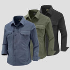 Men's Technical Field Shirt with Ripstop Structure, Chest Pockets and Roll-Up Sleeves Fashion Glam