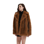 Ladies Boxy Short Coat made of dense long-fiber synthetic fur with open front Fashion Glam