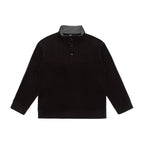 Unisex Henley fleece pullover with short button closure, stand-up collar and boxy cut Fashion Glam