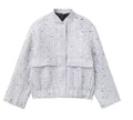 Women's embellished bouclé bomber jacket with sequins and rhinestones Fashion Glam