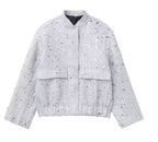 Women's embellished bouclé bomber jacket with sequins and rhinestones Fashion Glam