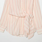 Women's Striped Shirt Blouse with Waist Knot Detail Fashion Glam