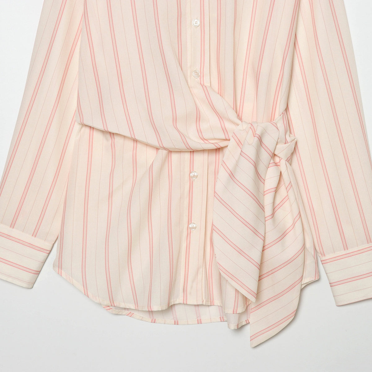 Women's Striped Shirt Blouse with Waist Knot Detail Fashion Glam