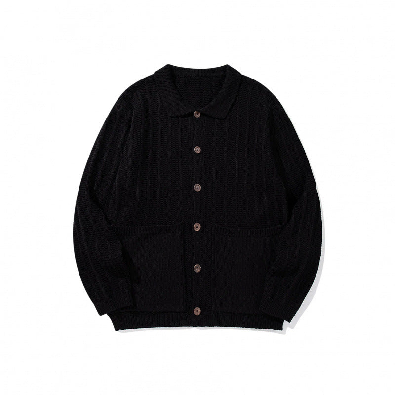 Unisex Chunky Knitted Shirt Jacket with Kent Collar, Button Placket and Patch Pockets Fashion Glam