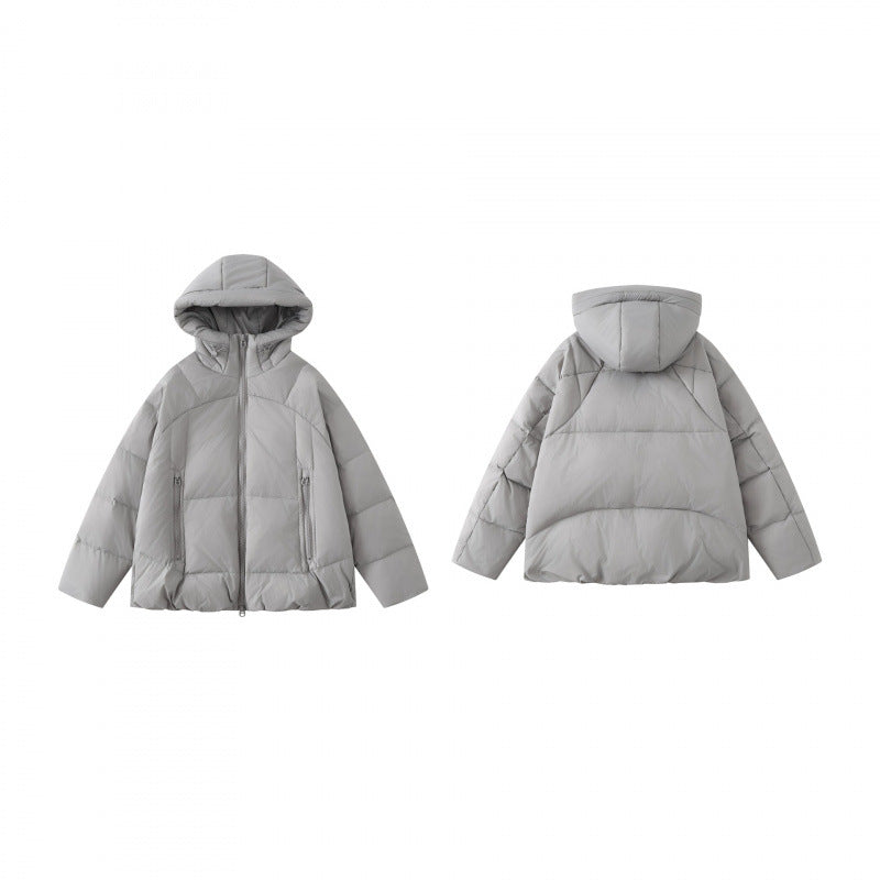 Unisex Short-cut thermal insulating puffer jacket with adjustable hood and two-way zipper Fashion Glam