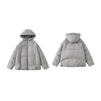Unisex Short-cut thermal insulating puffer jacket with adjustable hood and two-way zipper Fashion Glam