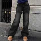 Ladies wide high-waisted denim jeans in baggy style with extra wide leg Fashion Glam