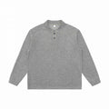 Unisex fine structure Henley knit pullover with raglan sleeves and relaxed fit Fashion Glam