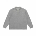 Unisex fine structure Henley knit pullover with raglan sleeves and relaxed fit Fashion Glam