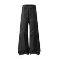 Men's Wide Cargo Pants with Drawstring Waistband, Utility Seams and Zip Pockets Fashion Glam