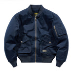 Men's Short-Cut Canvas Bomber Jacket in Utility-Field Style with Pocket Organizer Fashion Glam