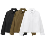 Women's Boxy Cropped Shirt Jacket with Patch Chest Pockets Fashion Glam