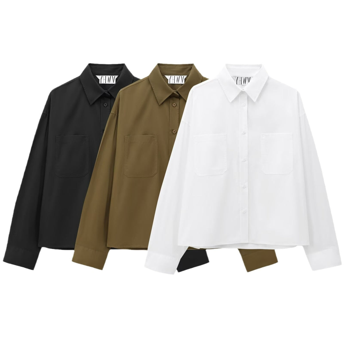 Women's Boxy Cropped Shirt Jacket with Patch Chest Pockets Fashion Glam