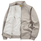 Men's Insulated Plush Lined Sweat Jacket with Stand-Up Collar and Concealed Inner Pockets Fashion Glam