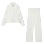 Women's High-Waisted Loose Suit Trousers with Crease and Straight Leg Fashion Glam