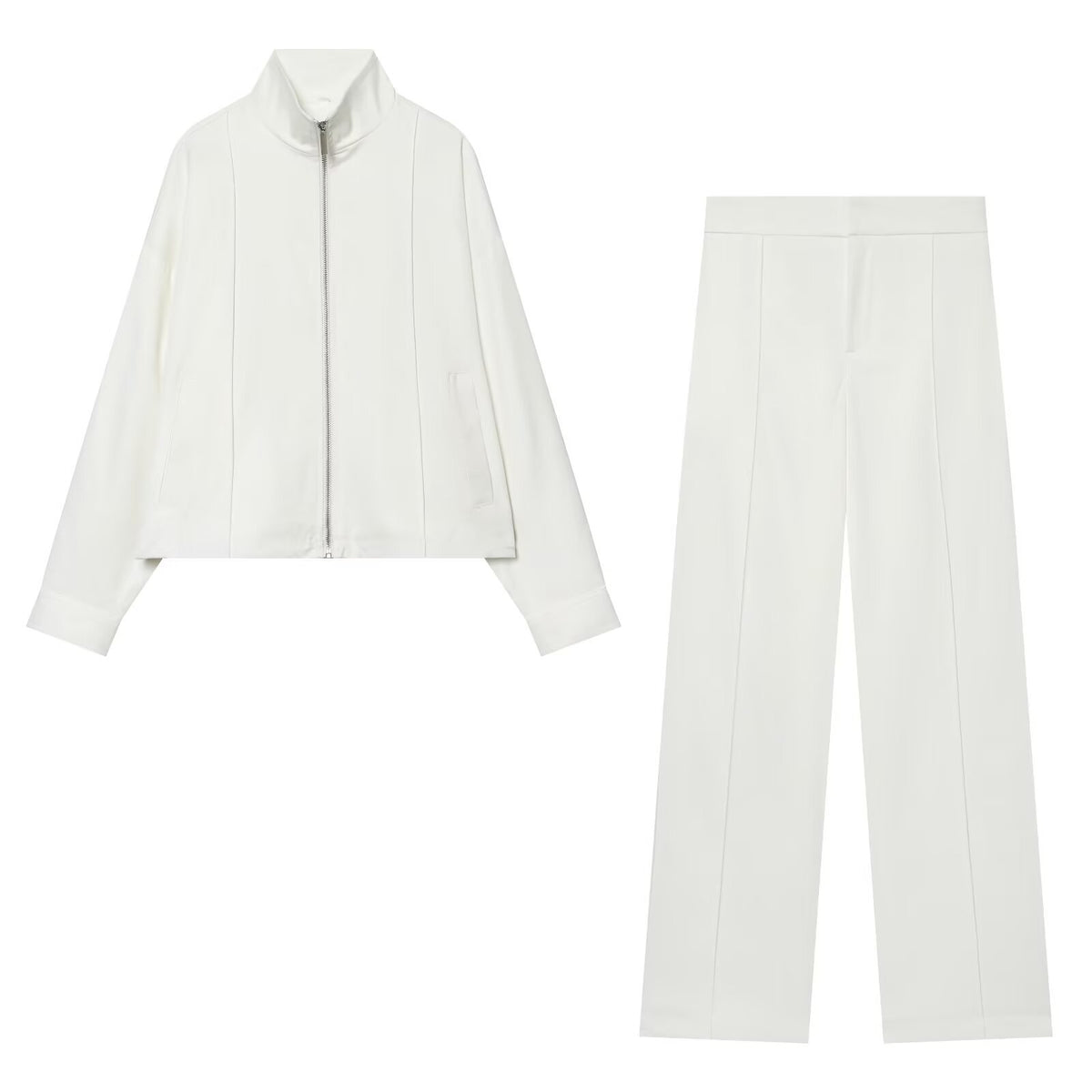 Women's High-Waisted Loose Suit Trousers with Crease and Straight Leg Fashion Glam