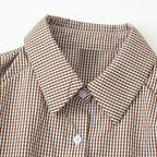 Women Tailored Shirt Dress with Check Pattern and Tied Belt Fashion Glam