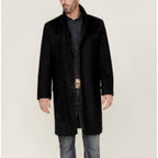 Men's knee-length classic coat with padded lining and elegant button placket Fashion Glam
