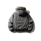 Men's Insulated Winter Bomber Jacket with Hood and Faux Fur Trim Fashion Glam