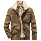 Men's suede jacket with Sherpa lining, teddy inner lining and snap button closure Fashion Glam