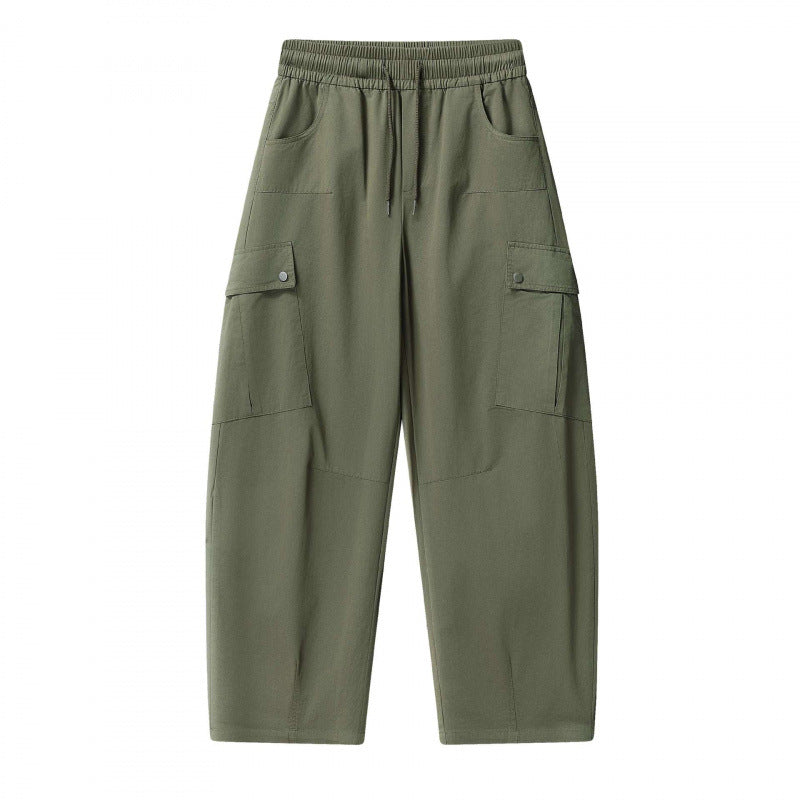 Unisex Loose Cargo Pants with Elastic Waistband, Drawstring and Patch Flap Pockets Fashion Glam