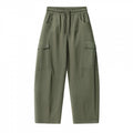 Unisex Loose Cargo Pants with Elastic Waistband, Drawstring and Patch Flap Pockets Fashion Glam