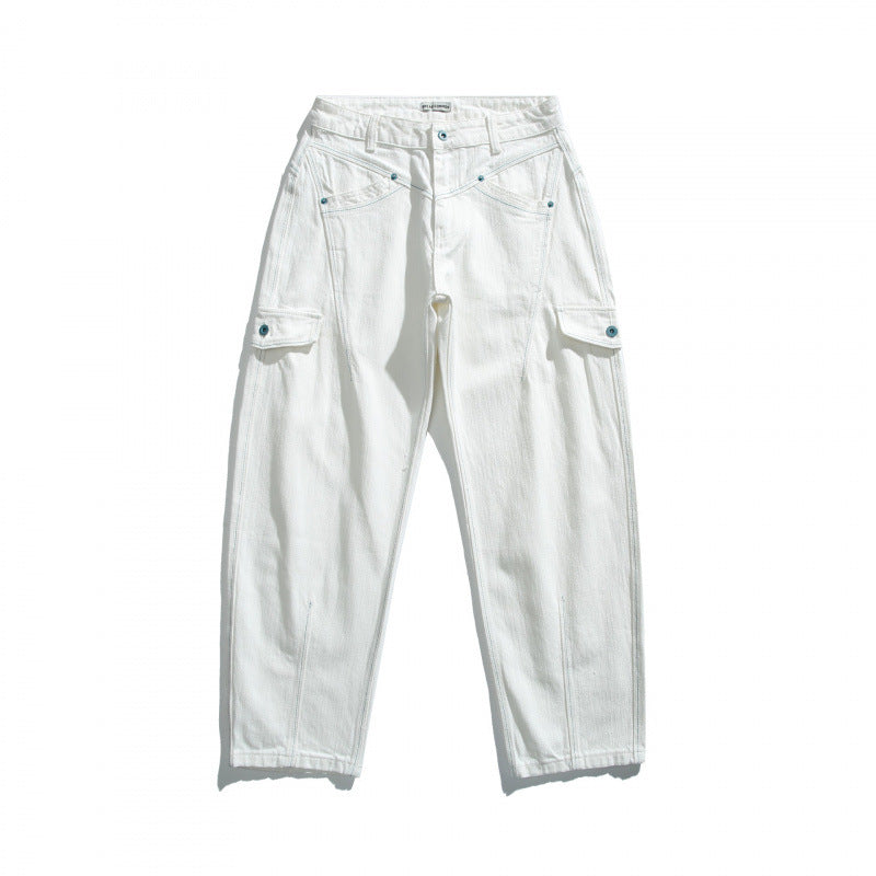 Women's High-Waisted Cargo Pants Relaxed Fit with Flap Pockets and Raw Hem Fashion Glam