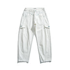 Women's High-Waisted Cargo Pants Relaxed Fit with Flap Pockets and Raw Hem Fashion Glam