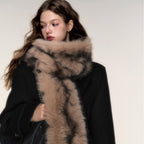 Women's luxurious long faux fur stole with patterned look and voluminous texture Fashion Glam