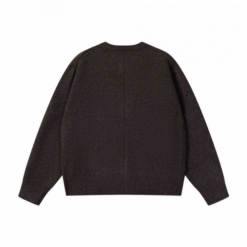 Unisex Boxiger Fine Knit Cardigan with Round Neck and Continuous Button Placket Fashion Glam