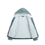 Unisex Hooded Denim Parka in Used Look with Teddy Fleece Lining and Flap Pockets Fashion Glam