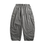 Unisex Wide Cropped Cargo Pants with Elastic Waistband, Drawstring and Overlay Pockets Fashion Glam