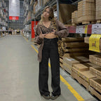 Women's high-waisted wide waistband pants in retro style Fashion Glam