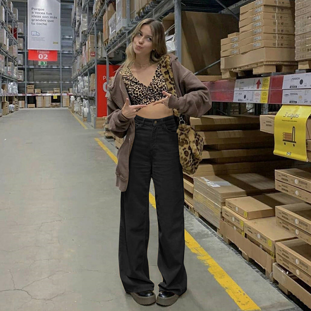 Women's high-waisted wide waistband pants in retro style Fashion Glam
